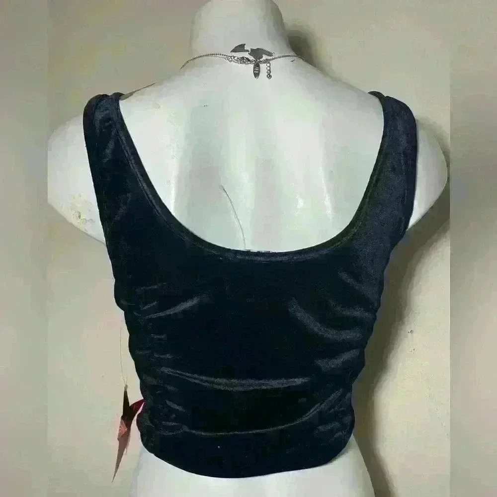 π NWT Velvet black Cringe Crop top - Picture 2 of 2